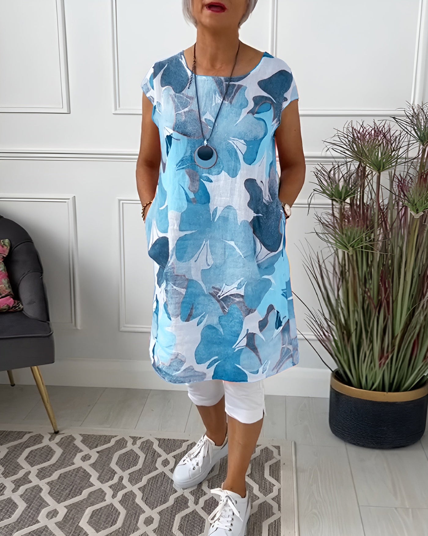 Langes buntes lässiges blumentop für frauen