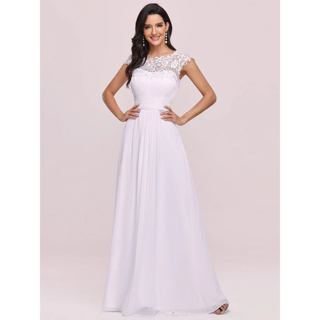 Damen Plissee-Kleid mit Rund Ausschnitt | Maxi