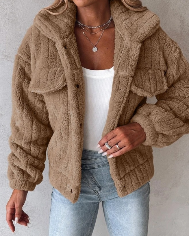 Teddy Damen Jacke Kurz | Kuschelig Stylisch