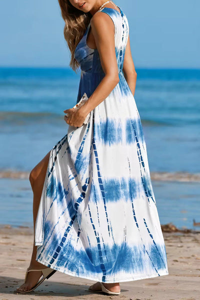 Johana® | Slate & Snow Tie-Dve Twist Front Maxikleid