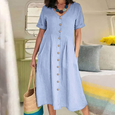 Kleid aus leinen und baumwolle für frauen