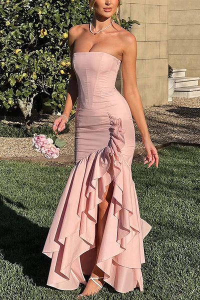 Lindsay® | Sexy Off-Shoulder-Maxikleid mit schmaler Passform und unregelmäßigem Saum