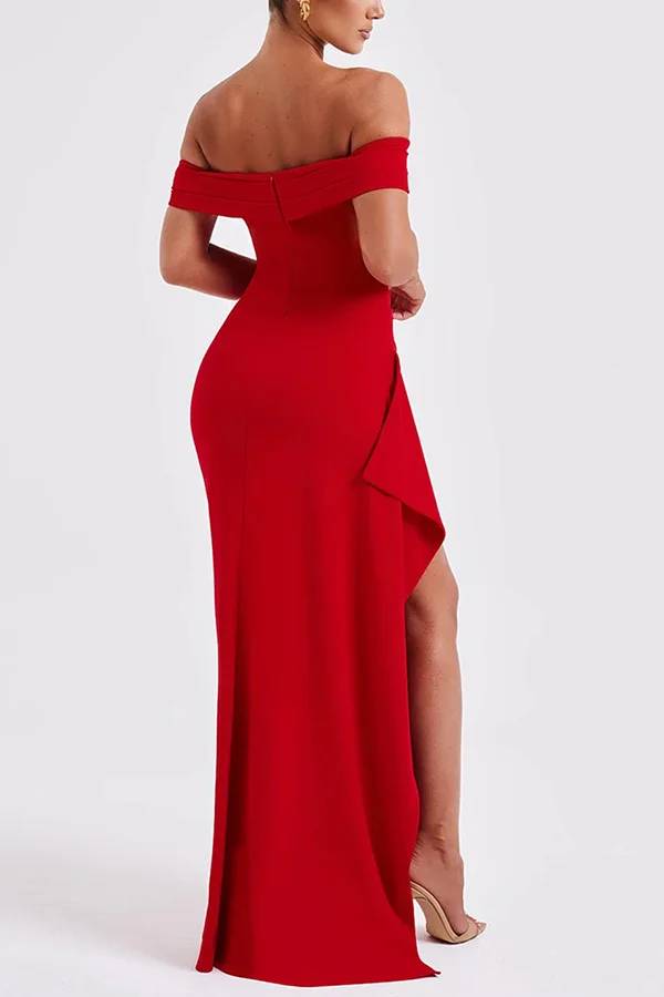 Leah® | Schulterfreies Maxikleid mit hohem Schlitz