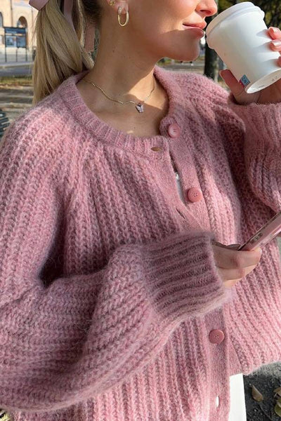 Susanna® | Lockerer, einfarbiger Strickjacke mit langen Ärmeln