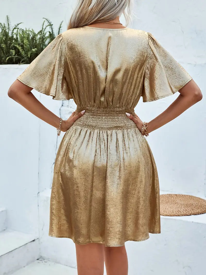 Wickelkleid Mit V Ausschnitt Und Flügelärmeln | Mini