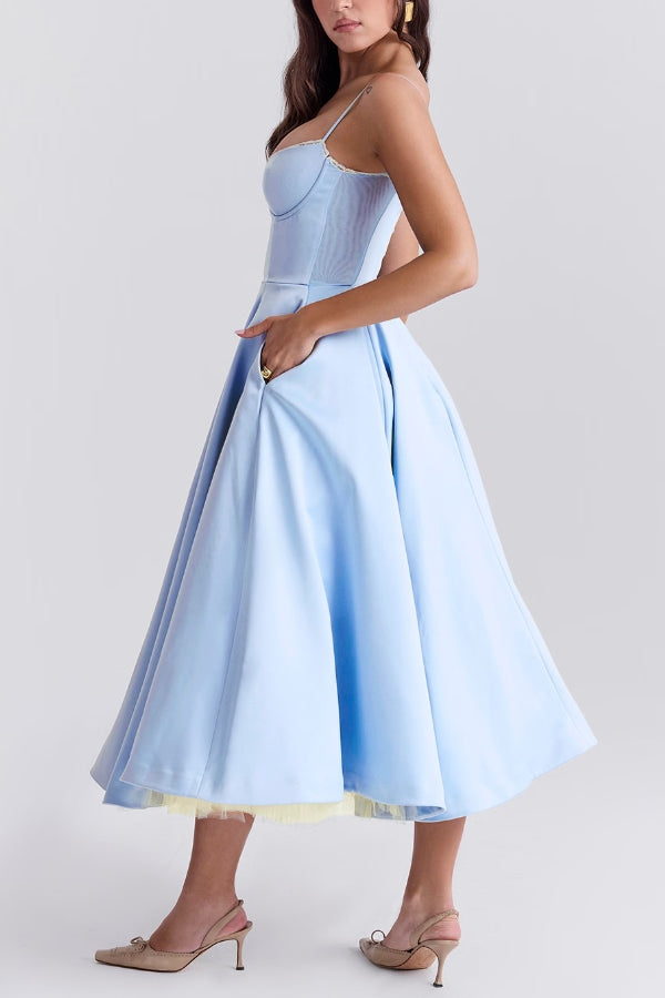 Lorraine® | Trägerloses, ärmelloses Tutu-Maxikleid mit V-Ausschnitt