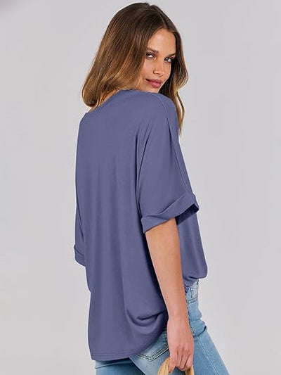 Damen-top lässiges lockeres basic-shirt