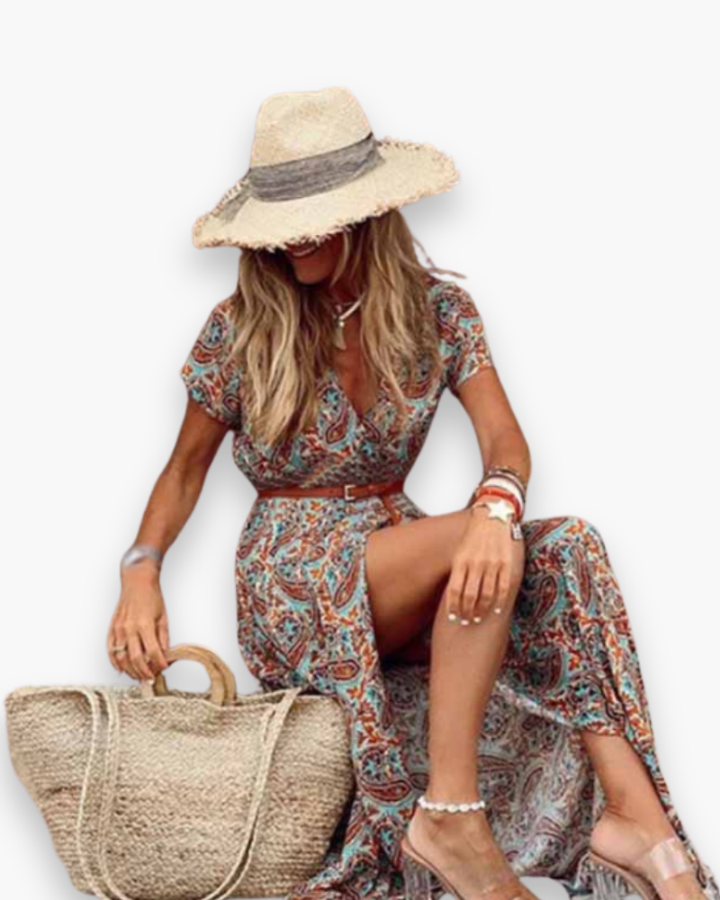 Damen Elegantes Boho Kleid | Maxi Sommerkleid