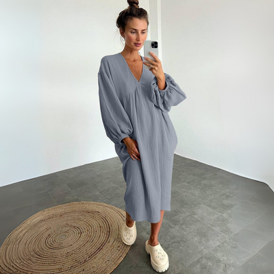 Luftiges Midikleid mit Ballonärmeln für Damen