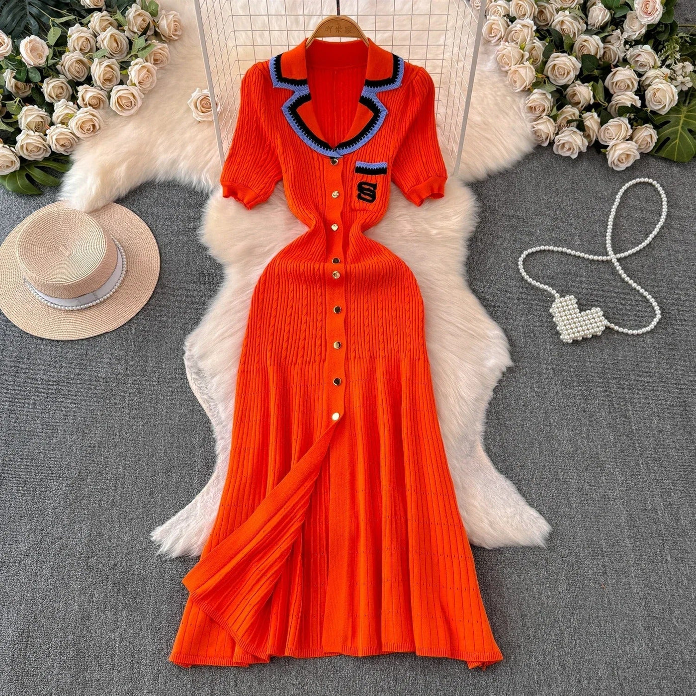 Langes strickkleid für frauen