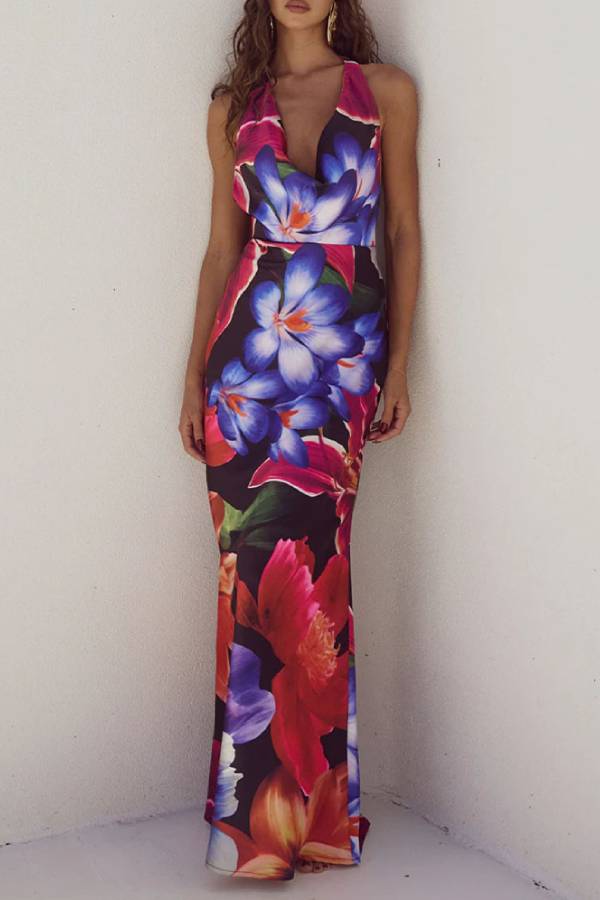 Abigail® | Sexy Kleid mit offenem Rücken, Schnürung und Print