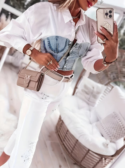 Antine | Elegante, Denim-inspirierte Bluse