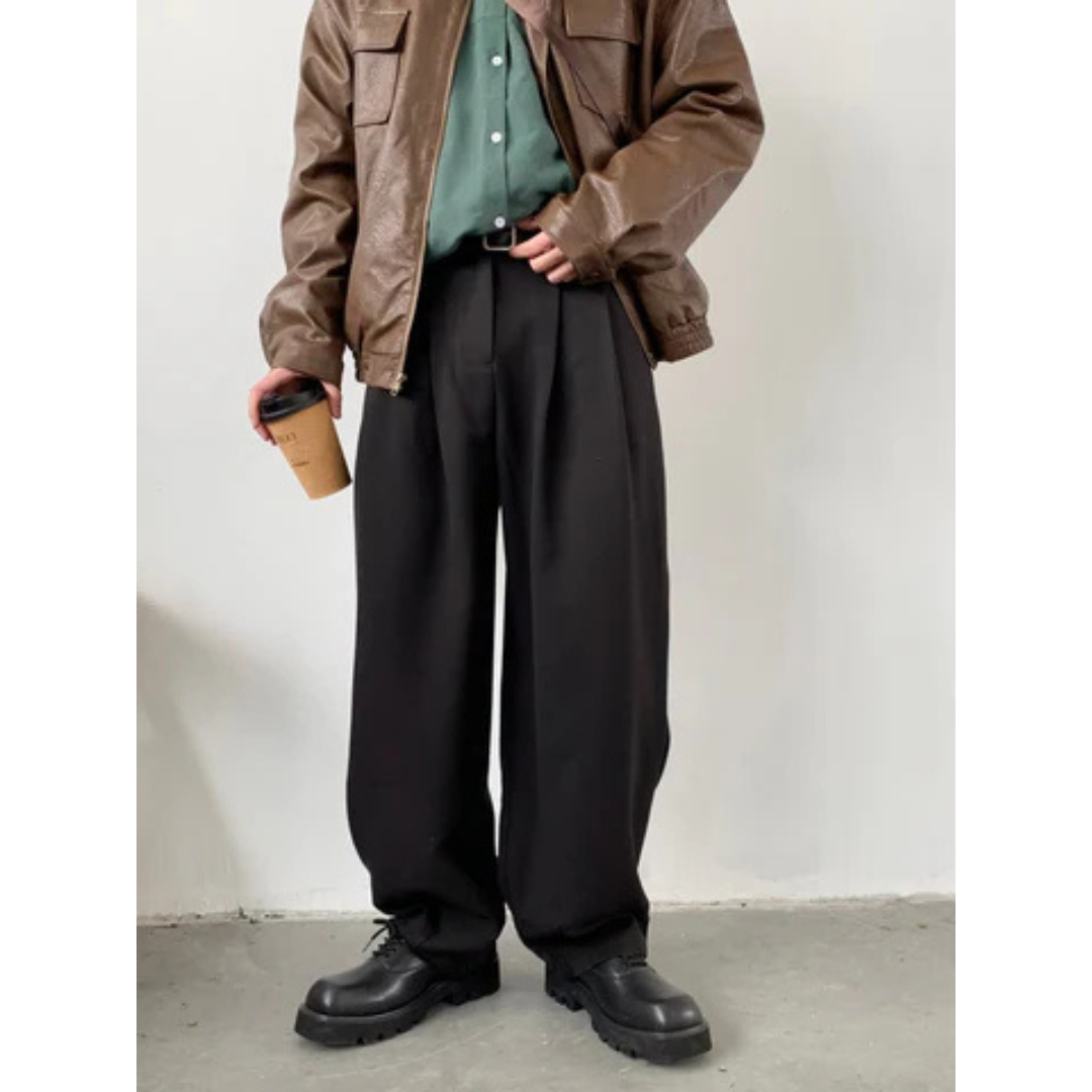 Schwarze Herrenhose Mit Weitem Bein | Formell