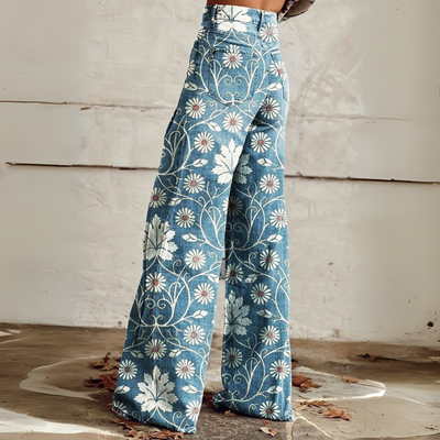 Gemusterte Wide-Leg-Hose für Damen