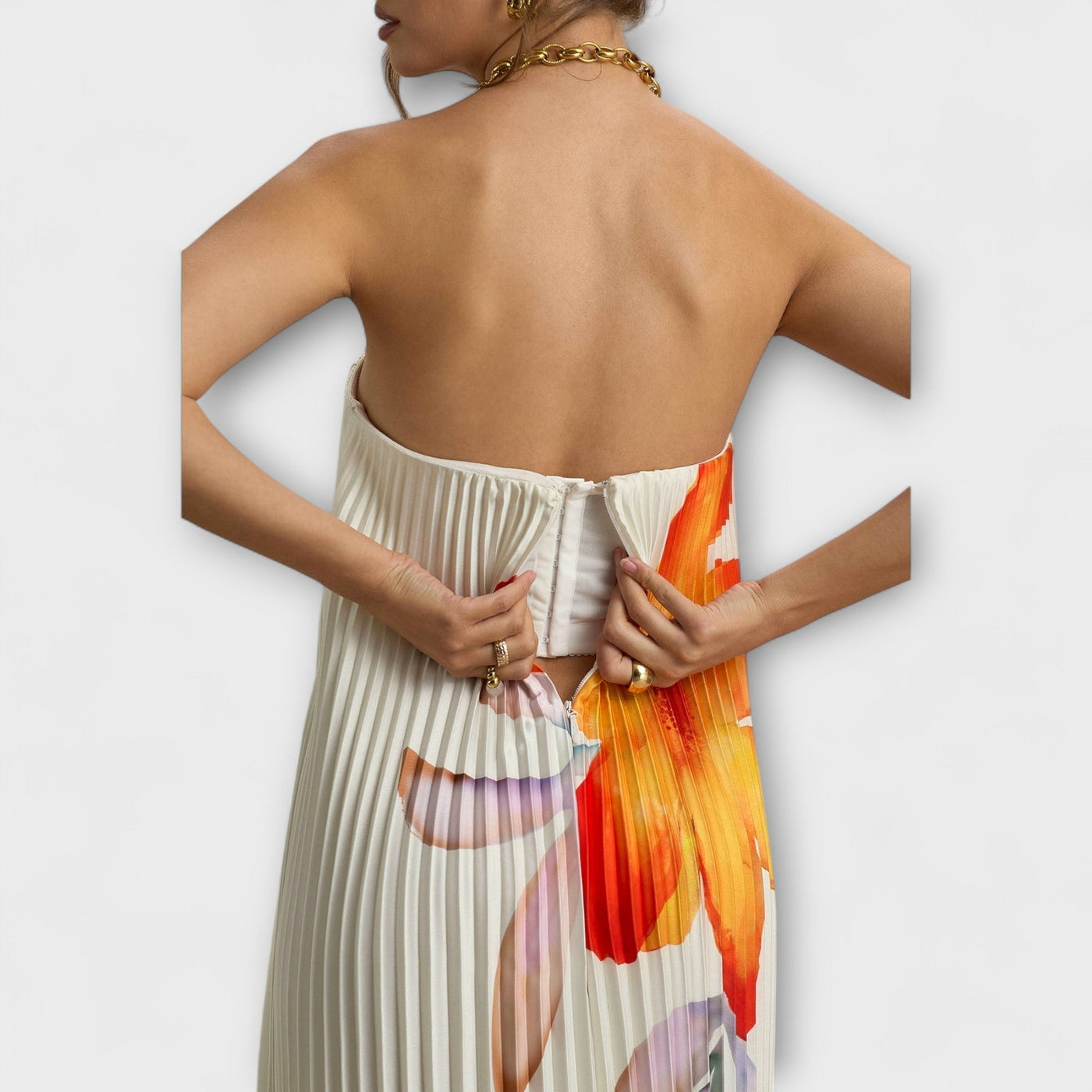 Michelle - Sweetheart Maxikleid mit Orangenblüten