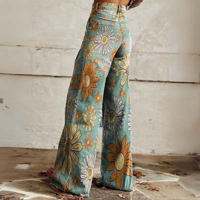Florale Weitgeschnittene Hose Für Damen