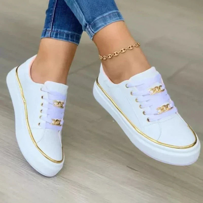 Low-Top Sneakers Mit Kettendetail Freizeit Für Damen