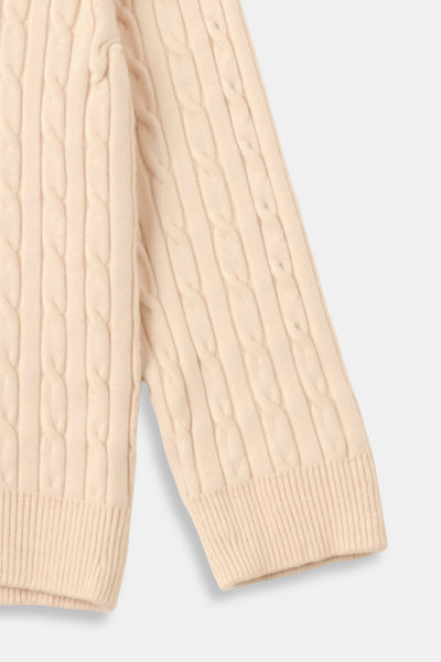 Eleganter Zopfstrickpullover mit Reißverschluss