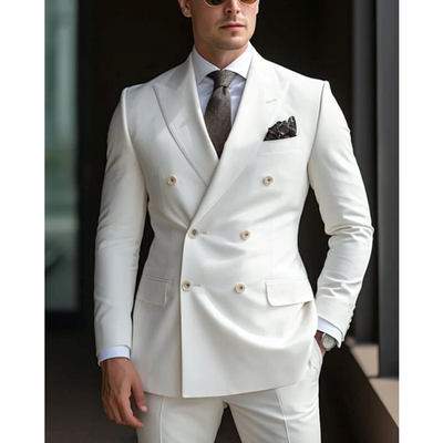 Zweireihiger Herren mit Sechs Knöpfen Hochzeitsgast Anzug | Elegant