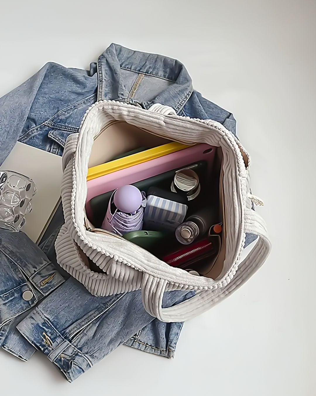 Tilda – Gerippte Tragetasche mit Kordel-Detail