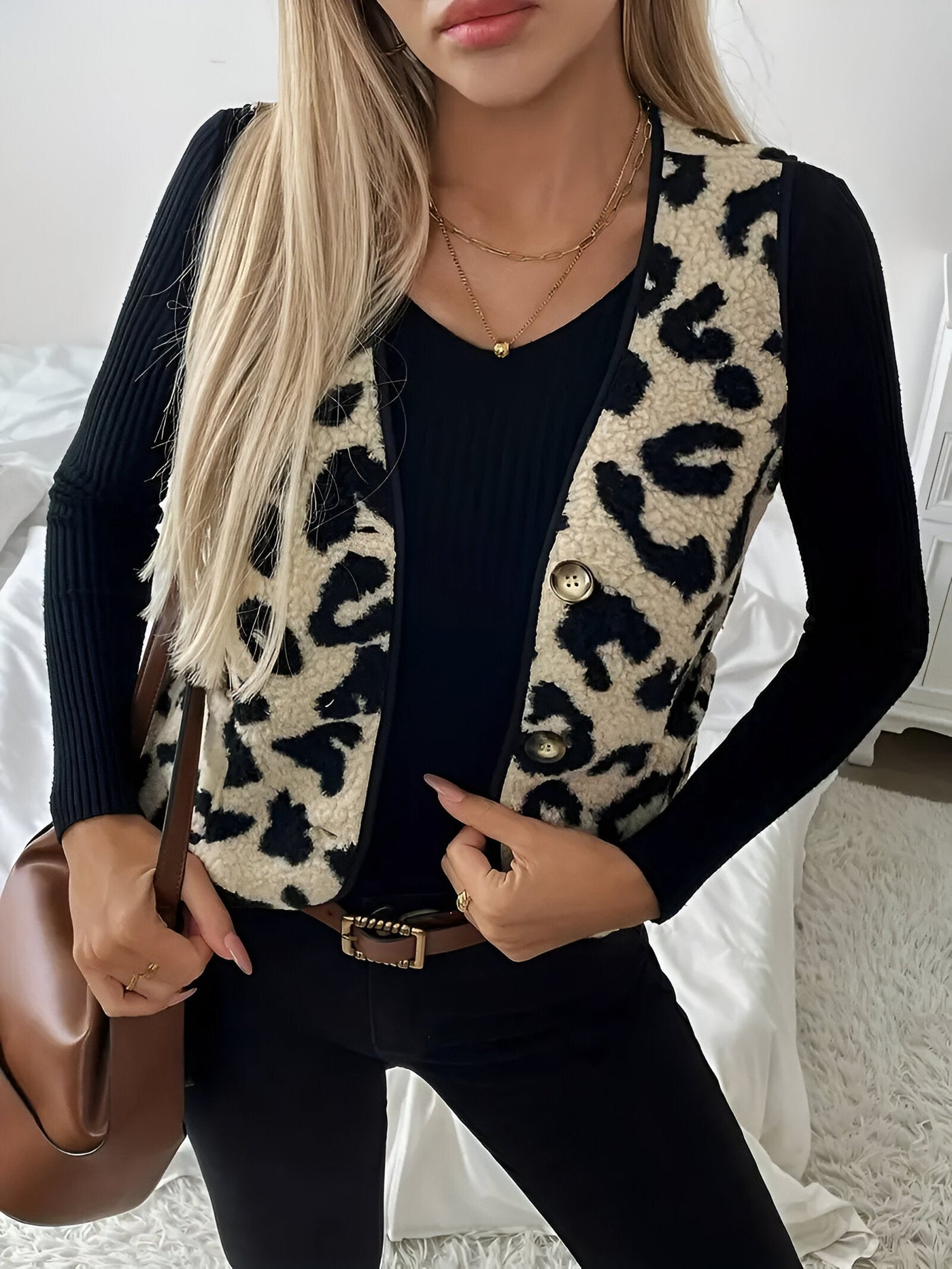Gala | Eleganter Cardigan mit Leopardenmuster und V-Ausschnitt