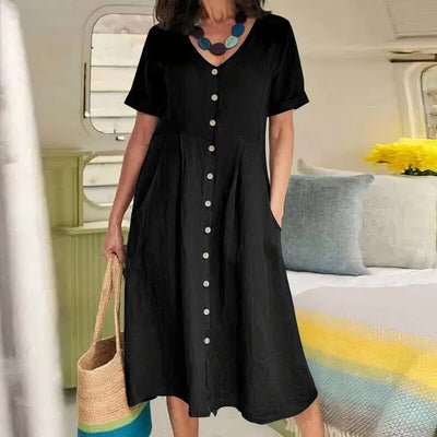 Kleid aus leinen und baumwolle für frauen