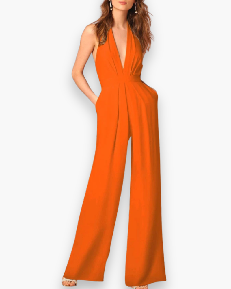Damen Stilvoll Tief Schnitt Jumpsuit | Elegante