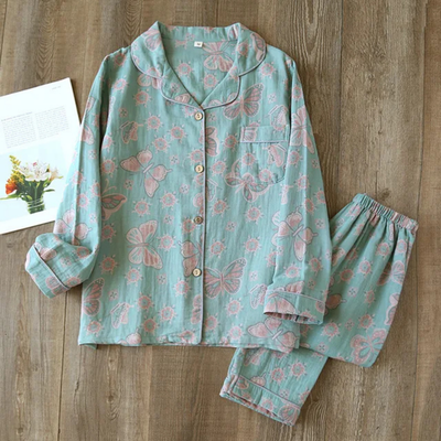 Zweiteiliges Pyjama Set Mit Blumenmuster Für Damen | Bequem