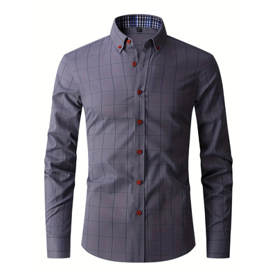 Herren Schlanke Passform Langarm Hemd | Lässig