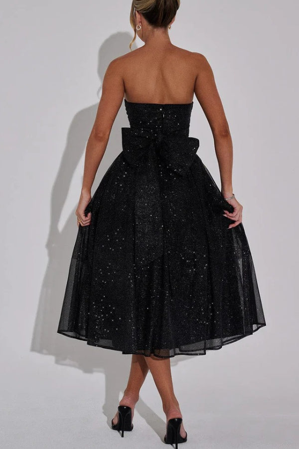 Kaylee® | Sexy schulterfreies, rückenfreies, sexy Maxikleid mit Schleife