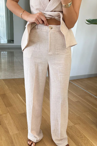 Zelia® | Modisches Zweiteiler-Set aus Weste und Hose mit Revers