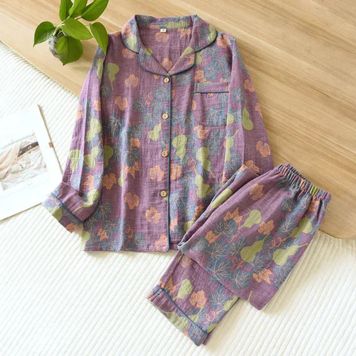 Zweiteiliges Pyjama Set Mit Blumenmuster Für Damen | Bequem