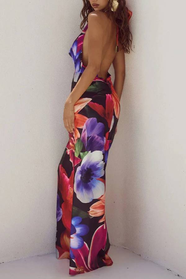 Abigail® | Sexy Kleid mit offenem Rücken, Schnürung und Print
