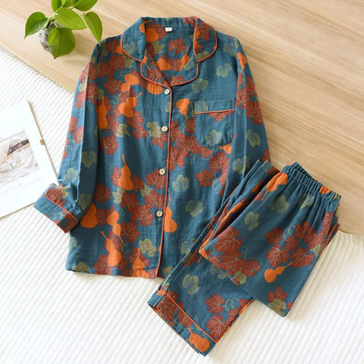 Zweiteiliges Pyjama Set Mit Blumenmuster Für Damen | Bequem