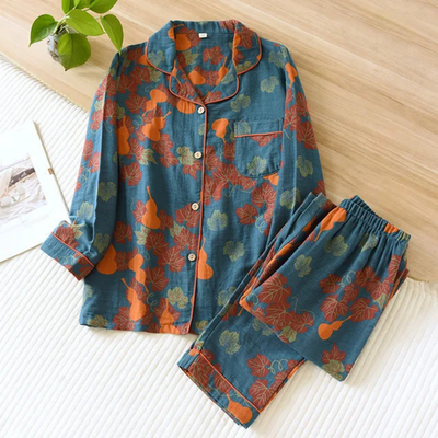 Zweiteiliges Pyjama Set Mit Blumenmuster Für Damen | Bequem