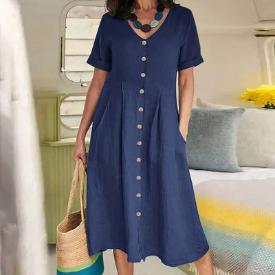 Kleid aus leinen und baumwolle für frauen
