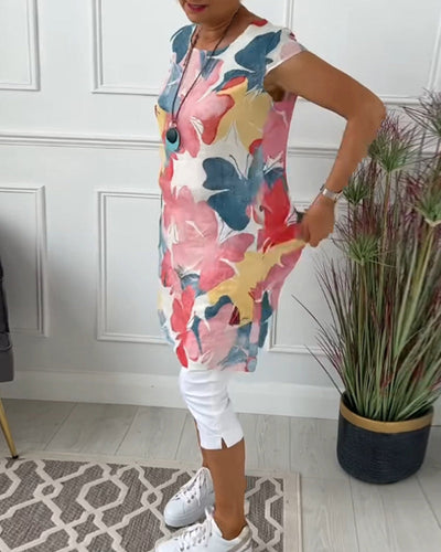 Langes buntes lässiges blumentop für frauen