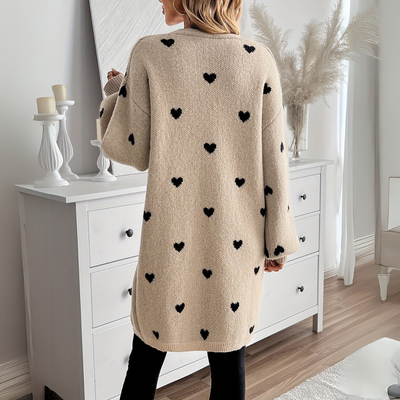 Herzgemusterter Strick-Cardigan für Damen