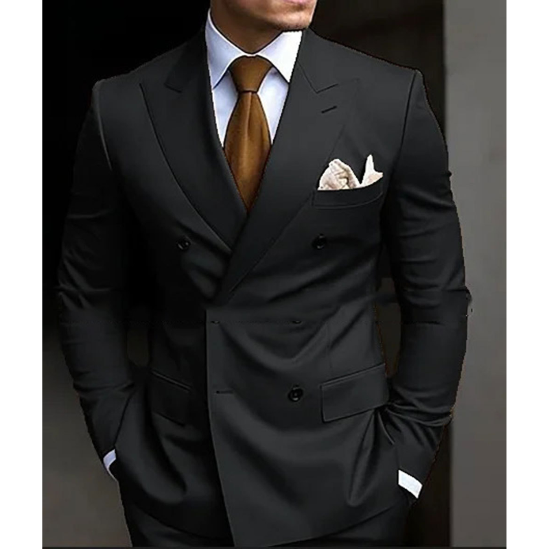 Zweireihiger Herren mit Sechs Knöpfen Hochzeitsgast Anzug | Elegant