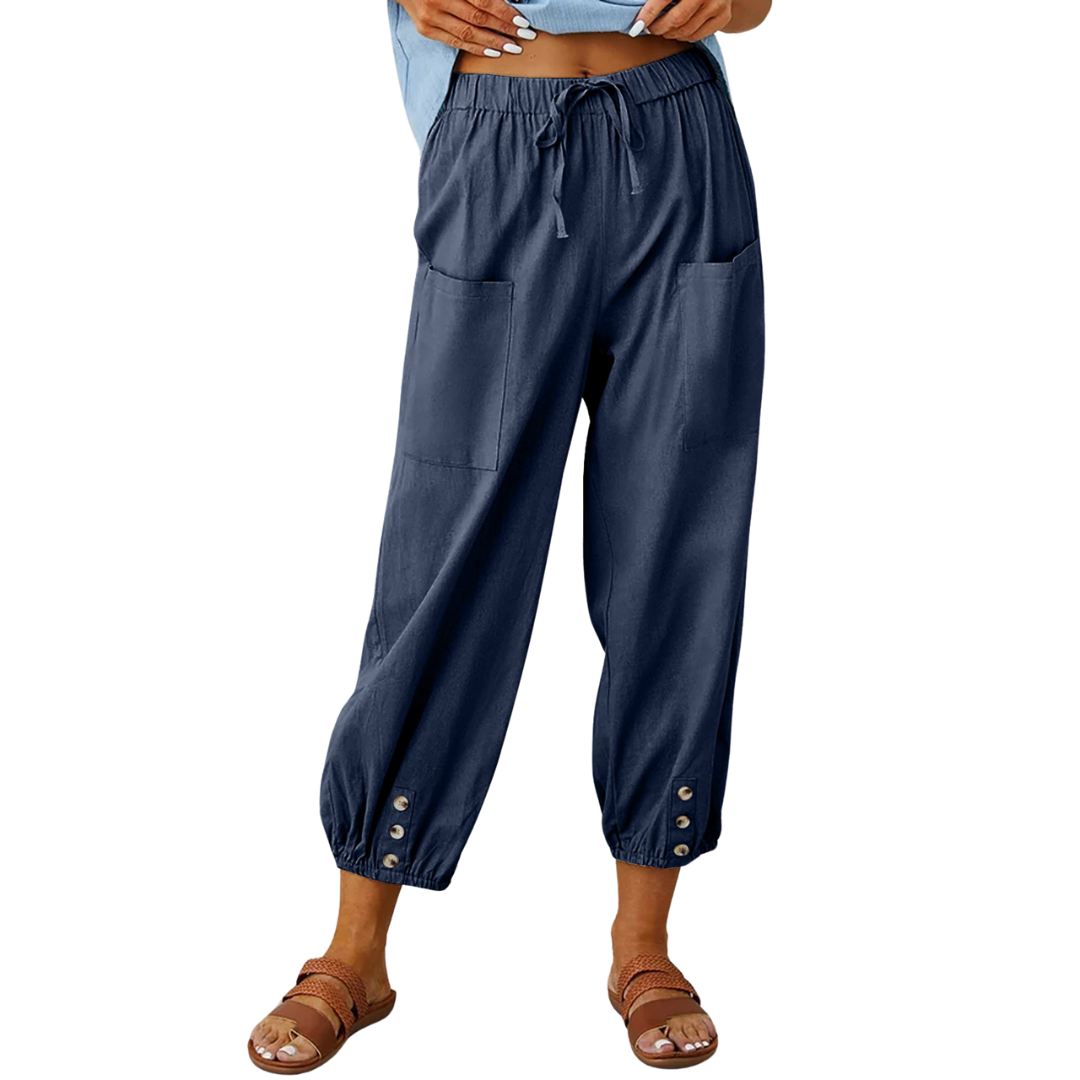 Lockere Hose mit Knopfdetails für Damen