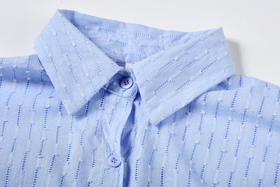 Leichter Zweiteiler aus Baumwollmix – Oversize Bluse & Shorts für Damen