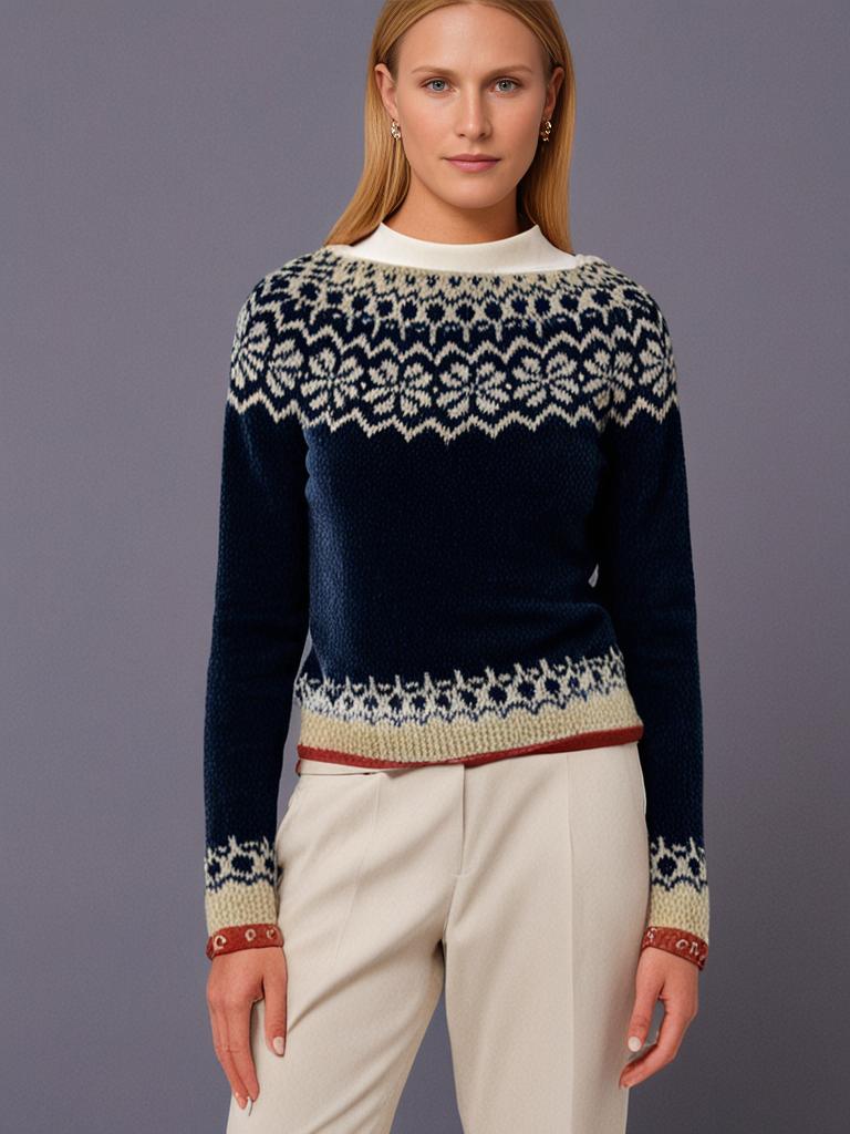 Giovanna | Retro-islandischer Jacquard-Pullover