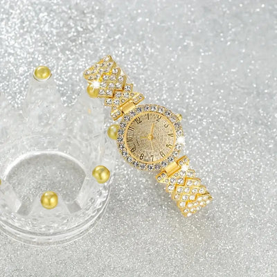 Elegant Gold Watch & Bracelet Set | Luxe Radiance Collection