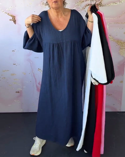 MIRAVO | Luftiges V-Ausschnitt Maxikleid mit Falten