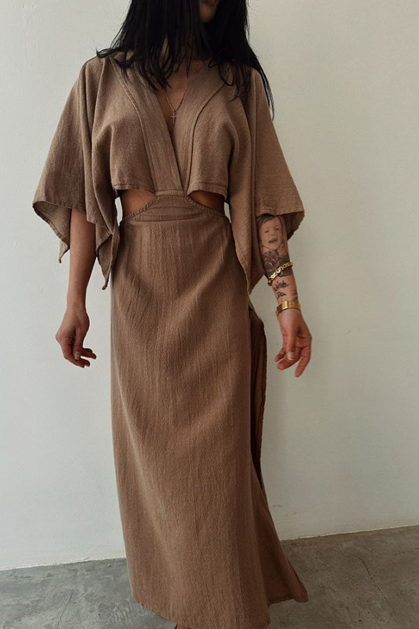 Elvira® | Schickes Kleid aus Baumwolle und Leinen mit freiliegender Taille