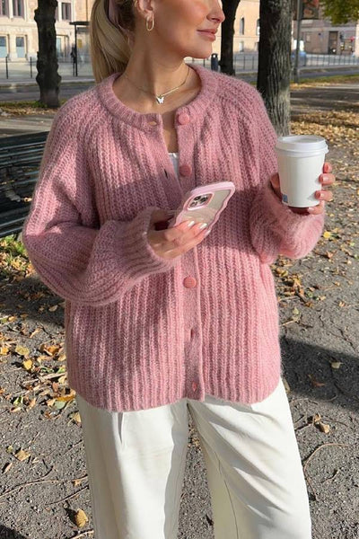 Susanna® | Lockerer, einfarbiger Strickjacke mit langen Ärmeln
