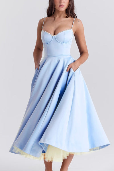 Lorraine® | Trägerloses, ärmelloses Tutu-Maxikleid mit V-Ausschnitt
