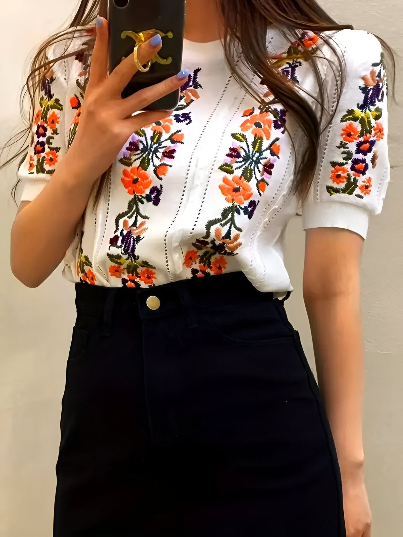 Denisa | Frisches Floral-Top mit kurzen Ärmeln