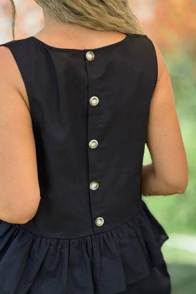 Alba® | Zweiteiliges Set aus einfarbigem ärmellosem Oberteil aus Baumwolle und Leinen und Hose mit weitem Bein