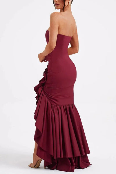 Lindsay® | Sexy Off-Shoulder-Maxikleid mit schmaler Passform und unregelmäßigem Saum